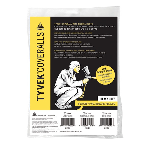 Trimaco Dupont Tyvek Coverall with Hood and Boots White XL 1 pk